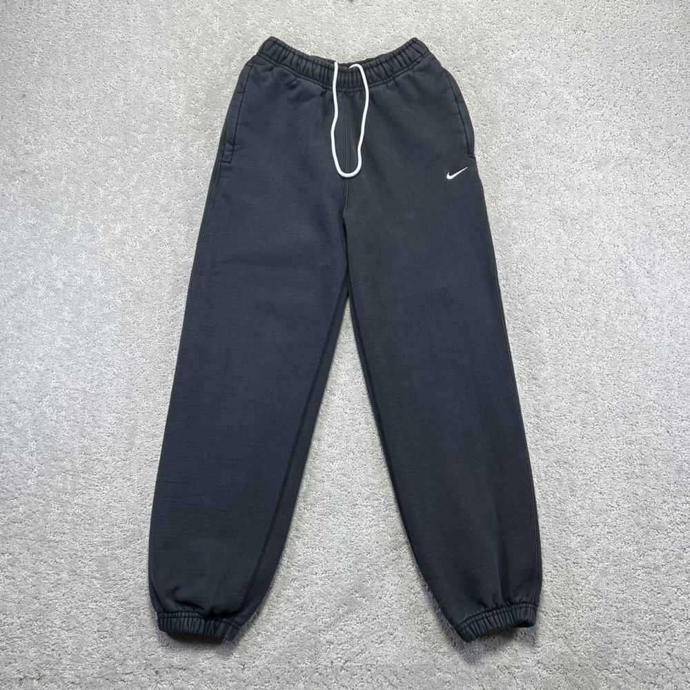 Nike Sweatpants Womens XS Black Faded Solo Swoosh‎ Joggers Thick Heavy Fleece